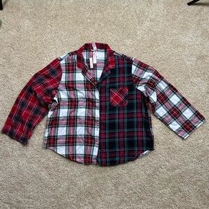 Victoria’s Secret Plaid Pajama Top Women’s XXL‎ Button Front Relaxed Fit NWT